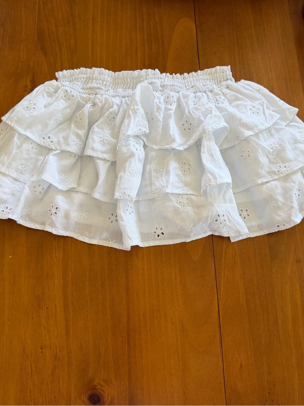 Altar'd State White Eyelet Tiered Mini Skort